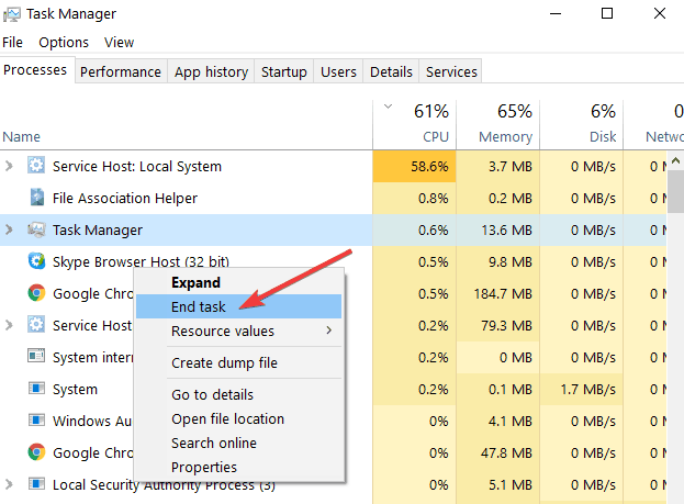 task manager kill all processes