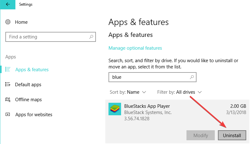 uninstall windows 10 app settings