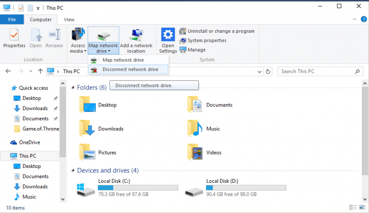 disconnect wind8apps network drive