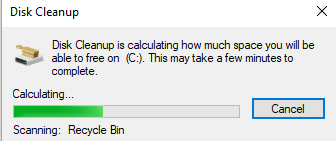 disk cleanup calculate space