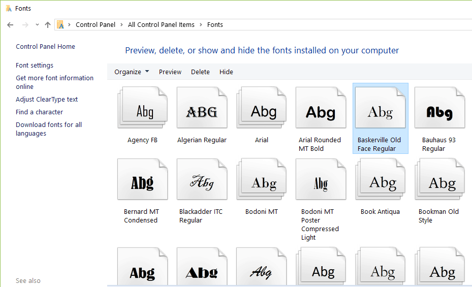 change default fonts windows 10