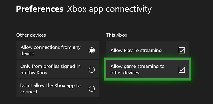 enable xbox one streaming