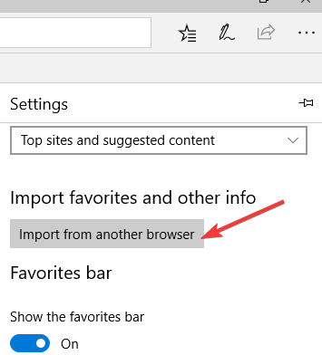 import favorites to edge