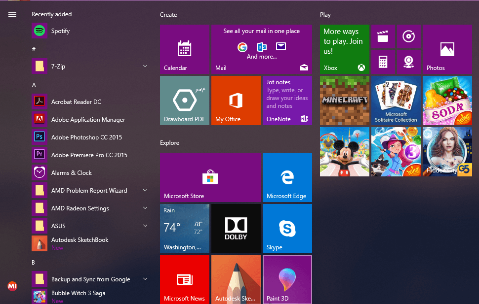 windows 10 start menu search not working