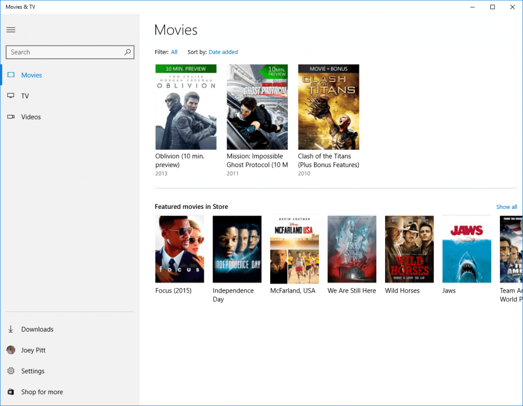 movies tv app windows 10