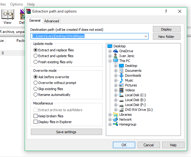 how to open rar files on windows 10 choose location
