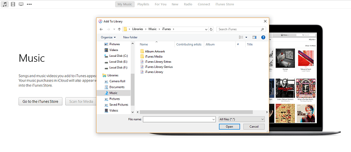 add file itunes windows 10
