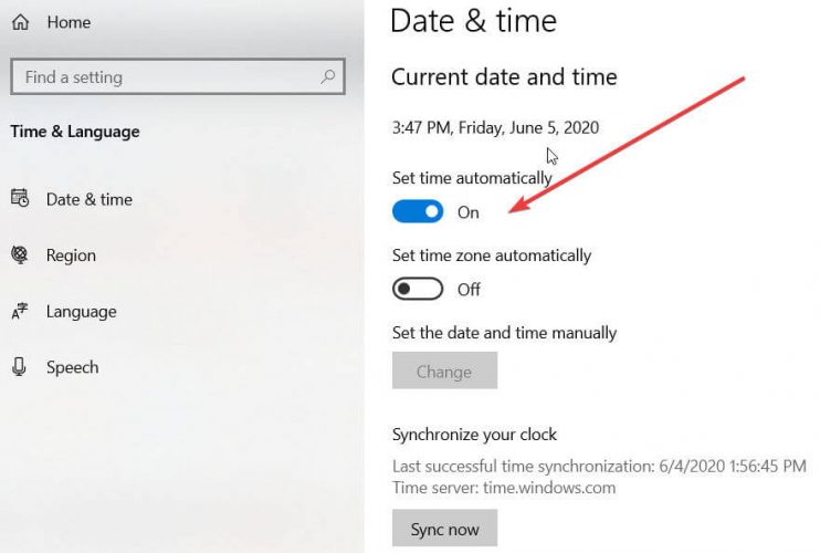 Set time automatically_change date and time on windows 10