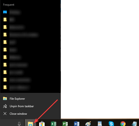 jump list file explorer windows 10