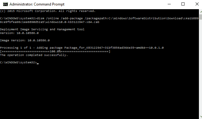 kb3122947 for windows 10 update error