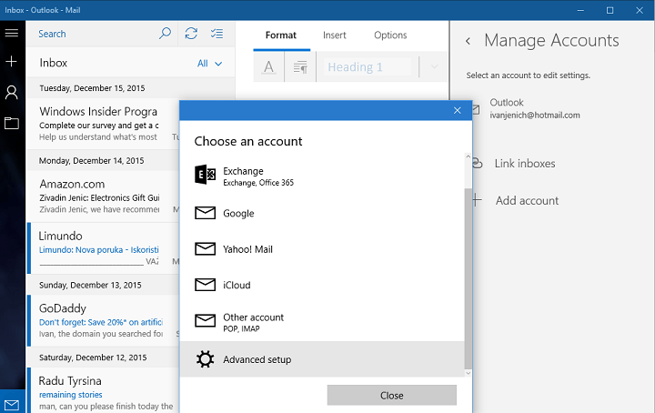 unable to save outlook gmail to windows 10 mail app 1