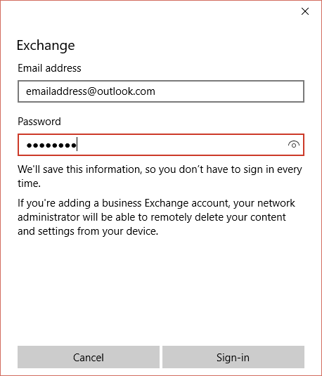 unable to save outlook gmail to windows 10 mail app 4