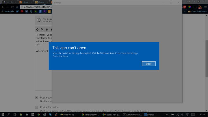 Your Trial Period for This App Has Expired windows 10