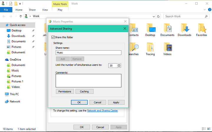 how to create shared folder windows 10