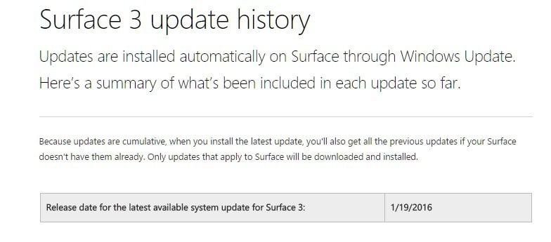 surface 3 2016 update