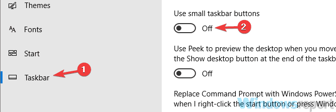 use small taskbar icons disable taskbar icons too small