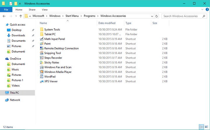 where is accessories in windows 8