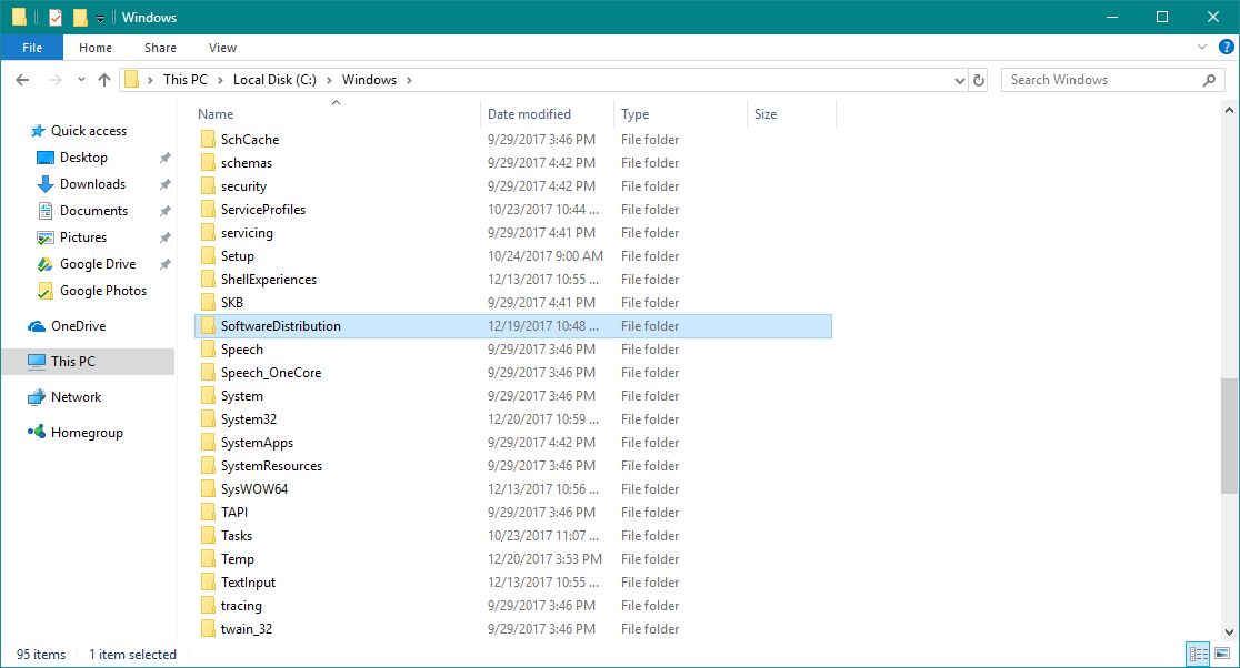 software distribution folder Windows Update error 0x80070490