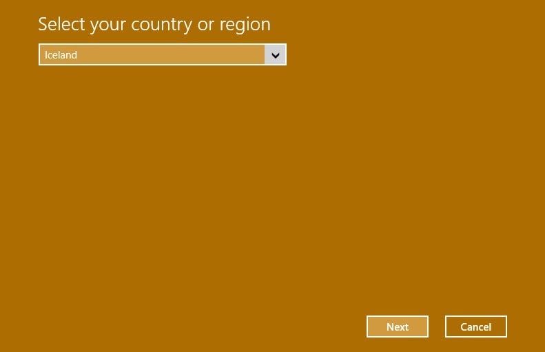 0x803f7001 Error in Windows 10 select your country or region