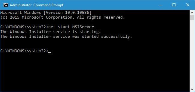 cmd start msiserver Windows Installer Service could not be accessed 