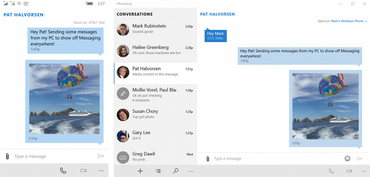 messaging everywhere windows 10 mobile