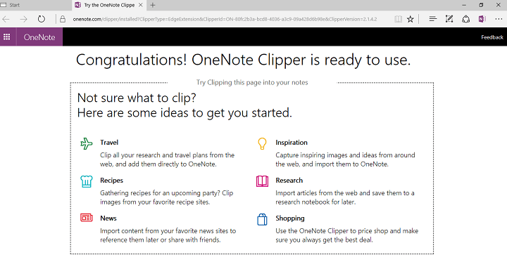 onenote clipper pin it button extensions windows 10
