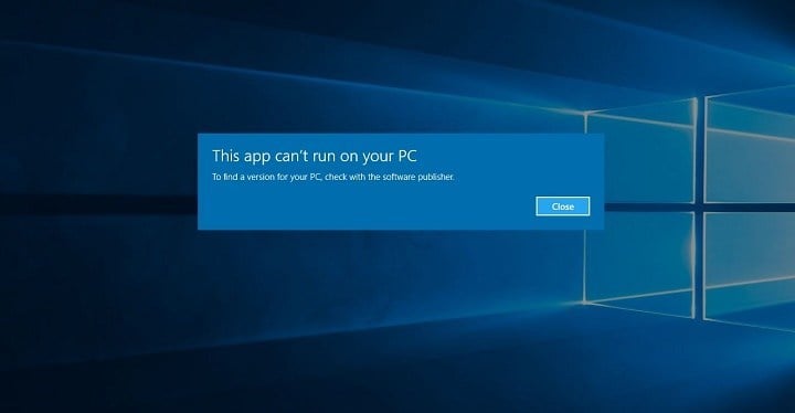 this app can t run on your pc