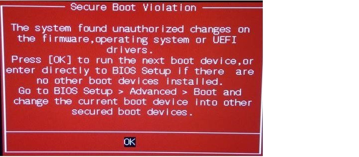 Secure Boot error Asus Windows update