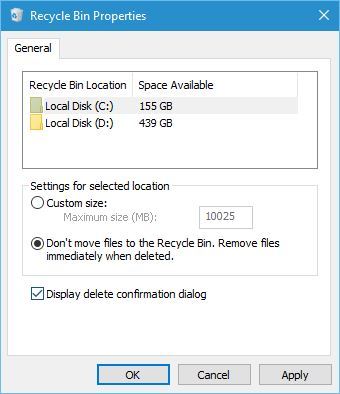 recycle bin delete confirmation