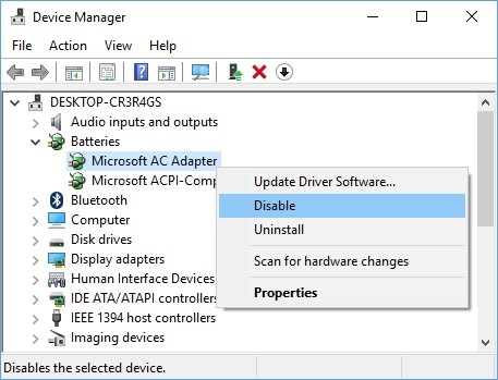 Fix missing battery icon in Windows 10