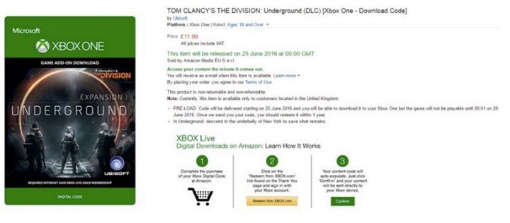 The Division DLC1 on Xbox One leak