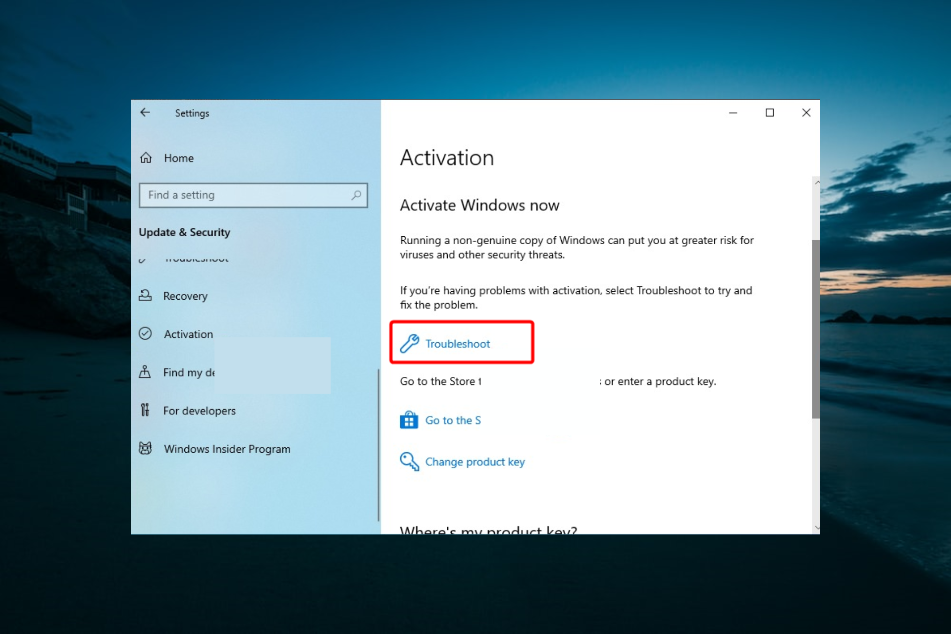 Windows ライセンス認証のトラブルシューティング ツール