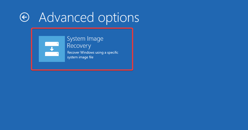 system image recovery to fix no option to go back to previous version of windows 10