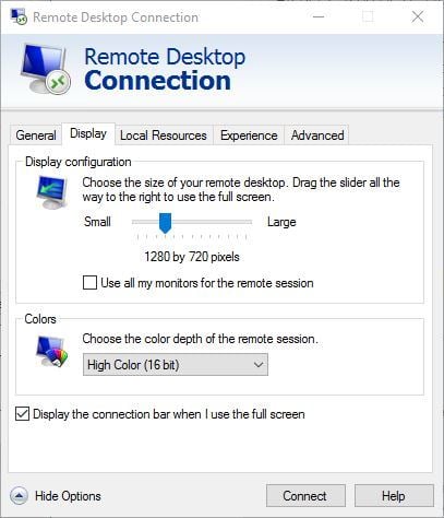 How to set remote desktop connection