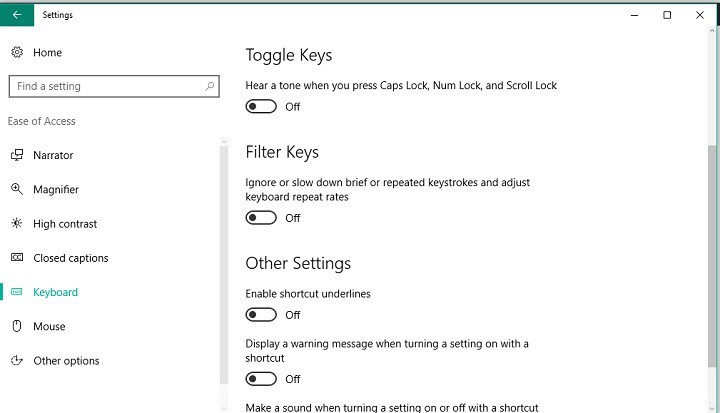 Surface Pro 3 filter keys