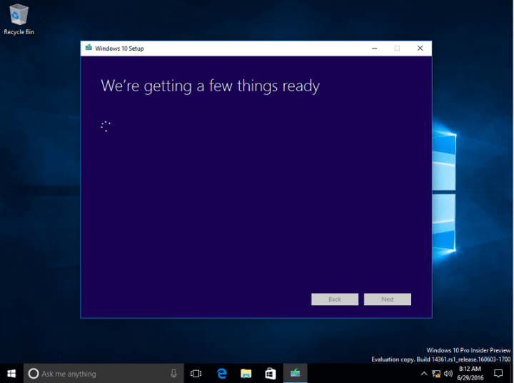 Windows 10 setup checks system