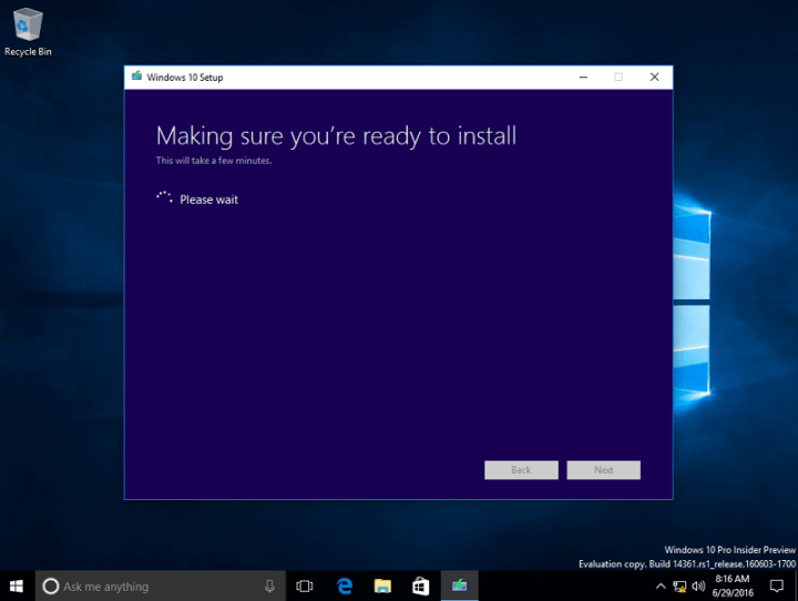 Windows 10 setup final check system ready