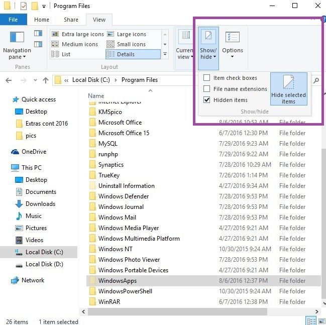 show hide file explorer files