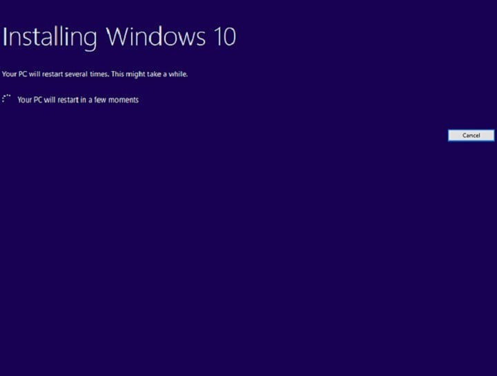 windows 10 installation restarts
