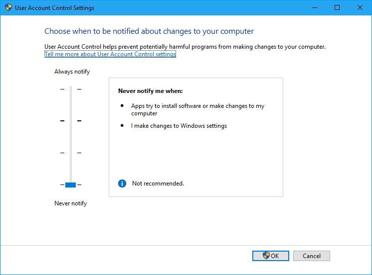 window 10 microsoft edge not working user account control