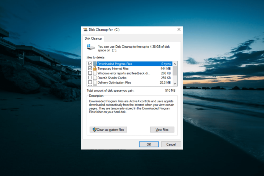 disk cleanup missing