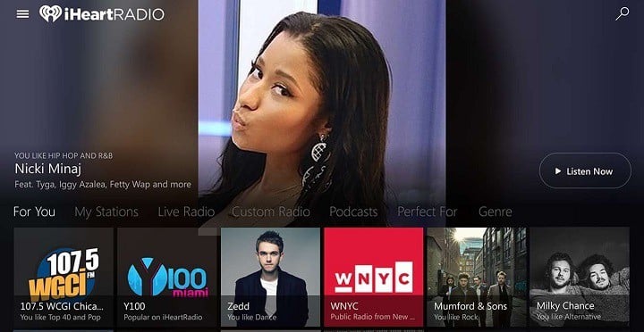 iHeartRadio windows 10 radio app
