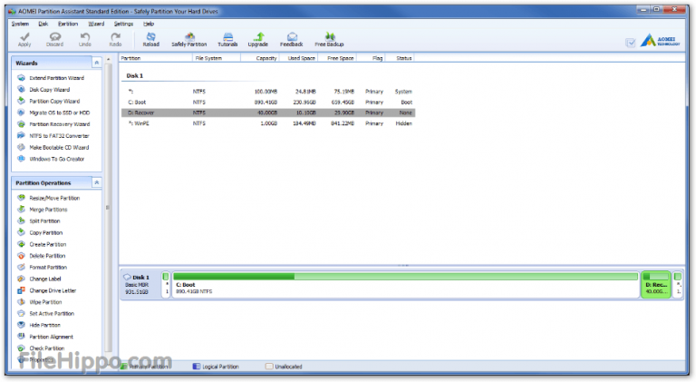 aomei partition assistant pro edition revcovery iuso