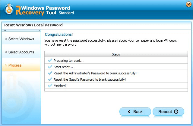 Windows Password Reset Standard windows 10