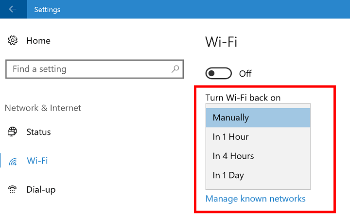 turn on wi-fi automatically windows 10