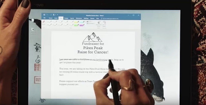 Microsoft Word pen support Creators Update