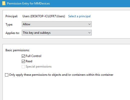 basic permissions Audio device is disabled on Windows 10 