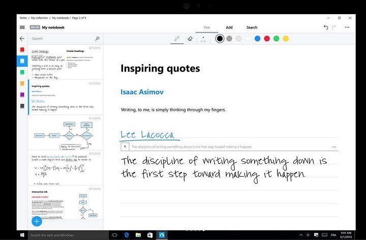 Handwriting app for windows surface