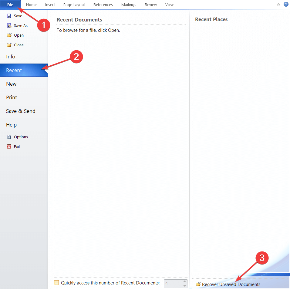 when i open word for mac i want to see my folders