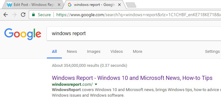 google chrome windows report search